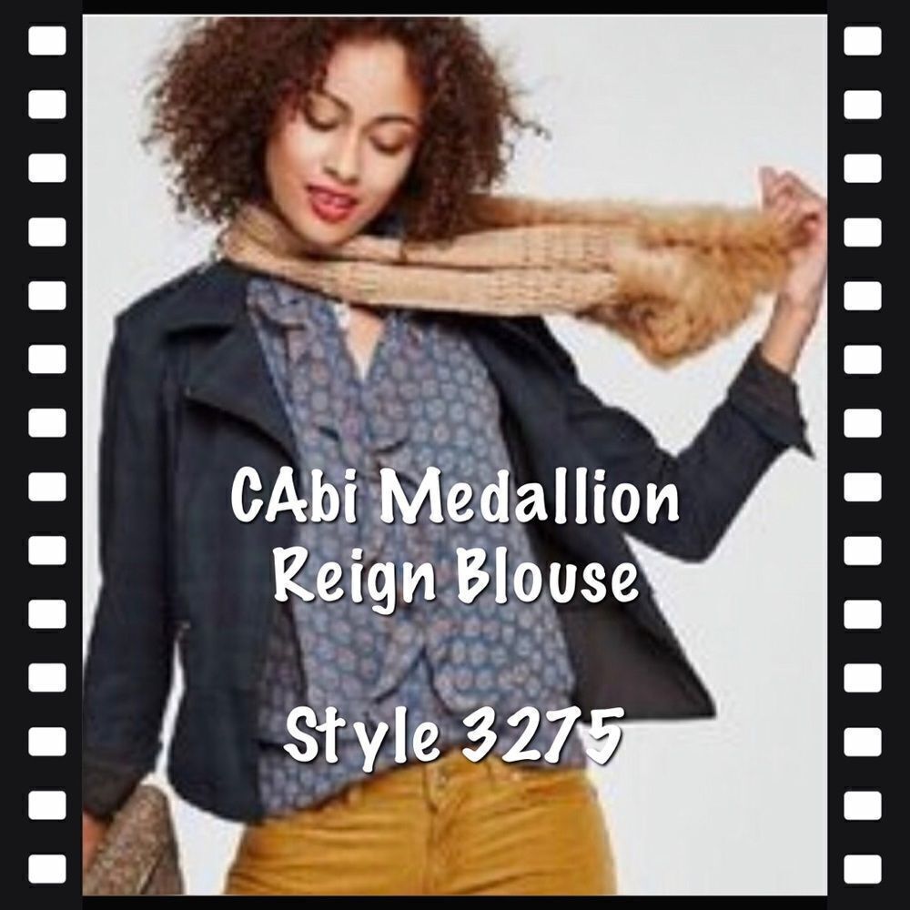 CABI Medallion Reign Blouse Teal & Amber #3275 Sz M EUC